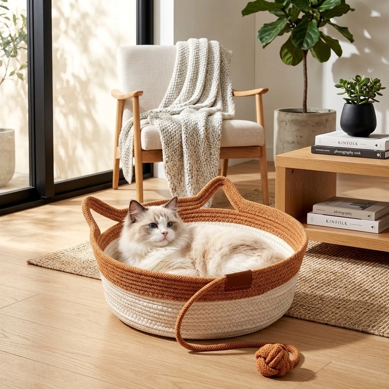 Furniture Hardware For Bed - 35/40/46cm El Dokuması Pamuk İp Kedi