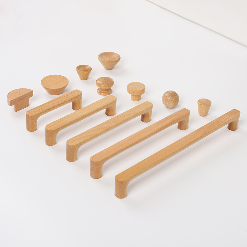 Furniture Hardware Drawer Pulls - İskandinav ahşap mobilya kolları kayın ağacı