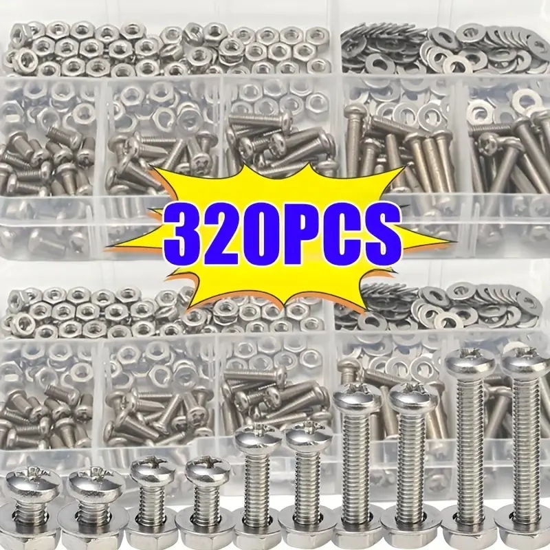 Furniture Hardware Kit - 320 adet altıgen somun ve cıvata
