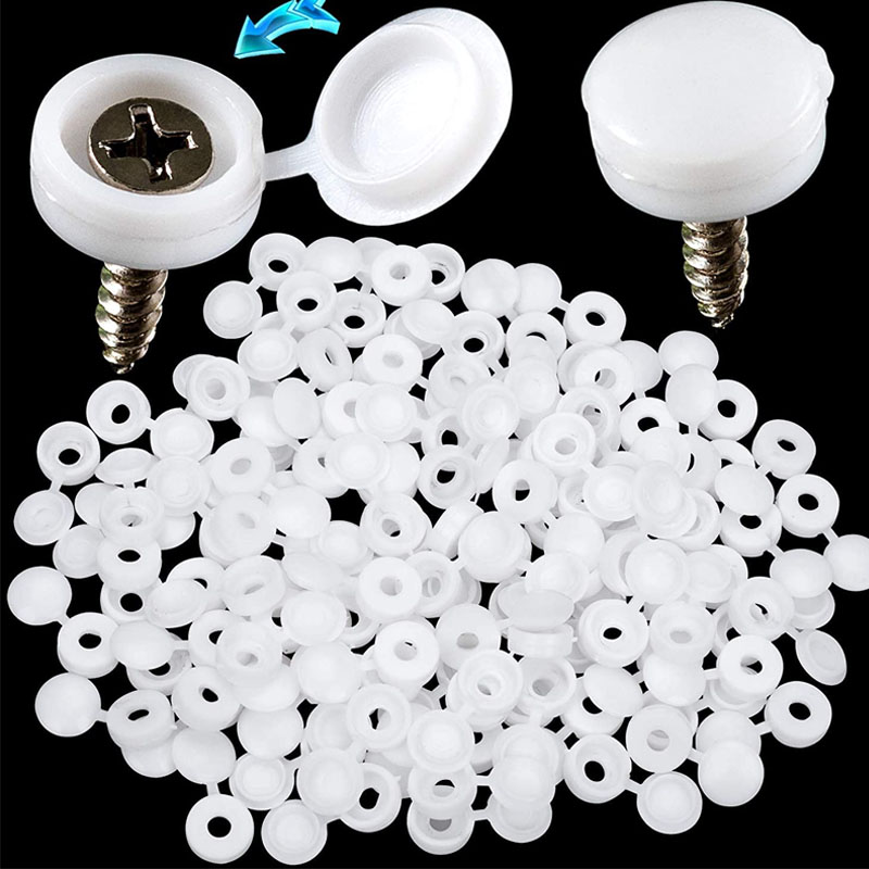 Furniture Hardware Replacement Parts - Beyaz Menteşeli Plastik vidalı kapak Kapak