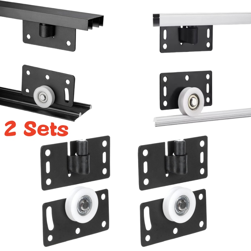 Furniture Hardware Kit - 2 Takım Sürgülü Dolap Kapı Silindiri,