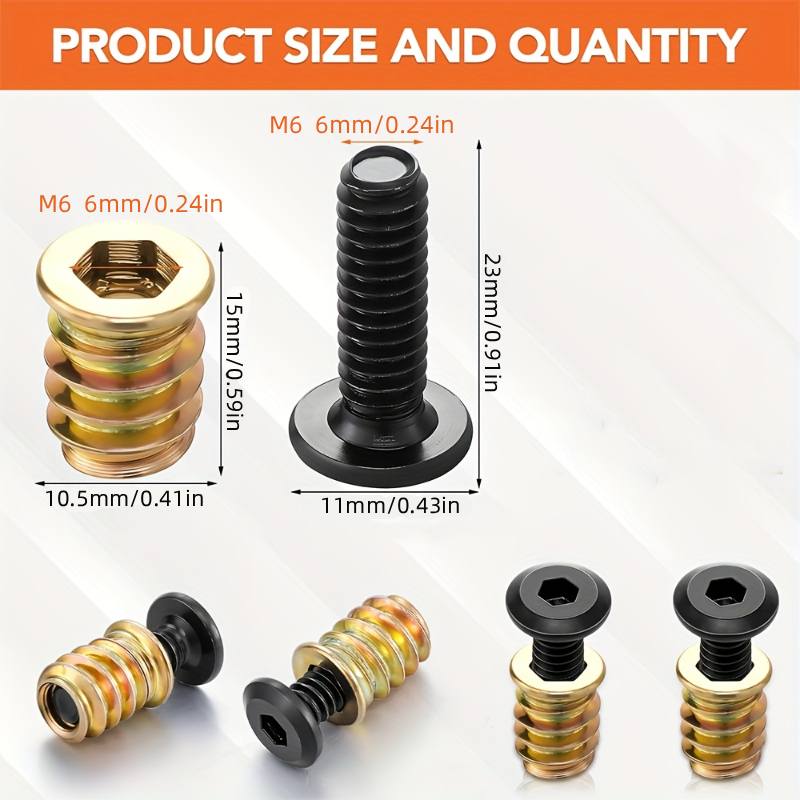 Furniture Hardware Kit - 10 adet somun dişli ekler kombinasyonu
